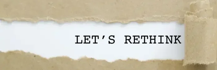 a narrow image with a line stating "lets rethink". it helps emphasize what we do as organizational development and wellness firm,